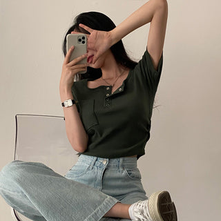 Button Detail T-Shirt