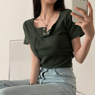 Button Detail T-Shirt