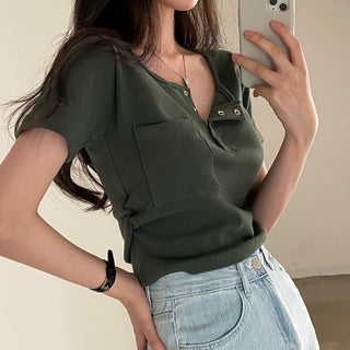 Button Detail T-Shirt