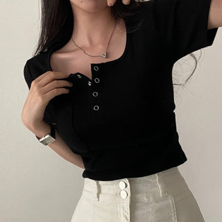 Button Detail T-Shirt
