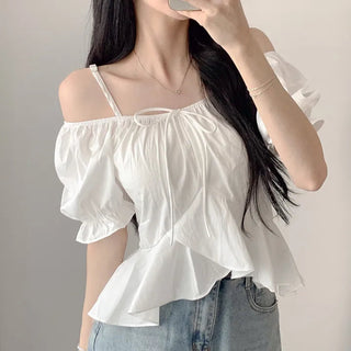 Off-Shoulder Ruffled Chiffon