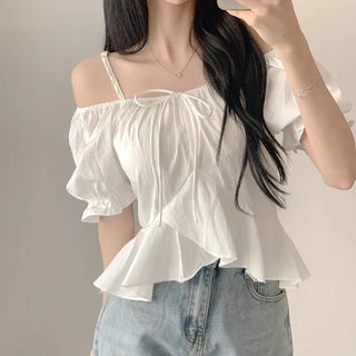 Off-Shoulder Ruffled Chiffon