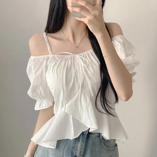Off-Shoulder Ruffled Chiffon