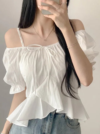 Off-Shoulder Ruffled Chiffon