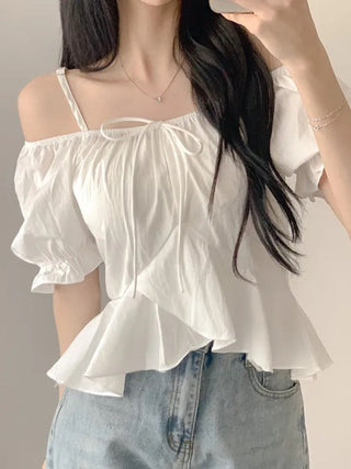 Off-Shoulder Ruffled Chiffon