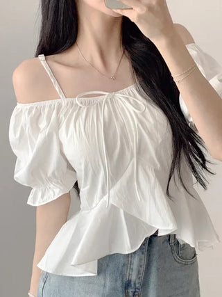 Off-Shoulder Ruffled Chiffon