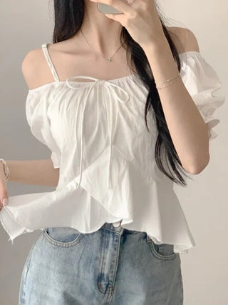 Off-Shoulder Ruffled Chiffon