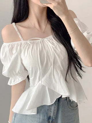 Off-Shoulder Ruffled Chiffon