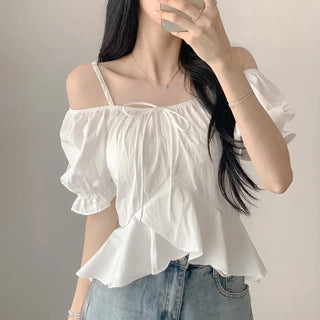 Off-Shoulder Ruffled Chiffon