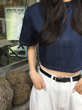 Denim Midriff-Baring Shirt