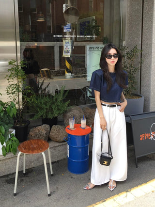 Denim Midriff-Baring Shirt