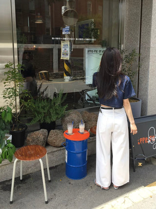 Denim Midriff-Baring Shirt