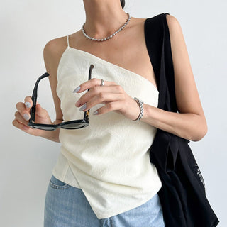 Diagonal Collar Strap Vest