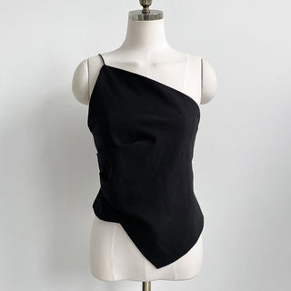 Diagonal Collar Strap Vest