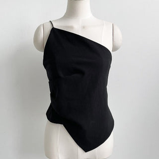 Diagonal Collar Strap Vest
