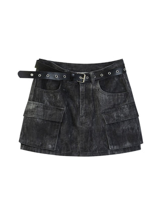 Denim Skirt With Belt