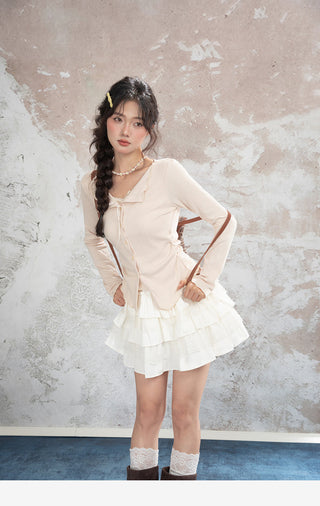 Lace Bow Knit Cardigan