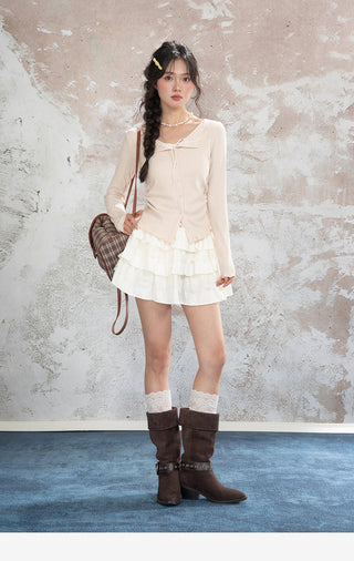 Lace Bow Knit Cardigan