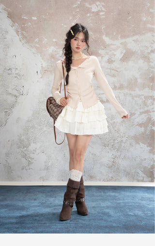 Lace Bow Knit Cardigan
