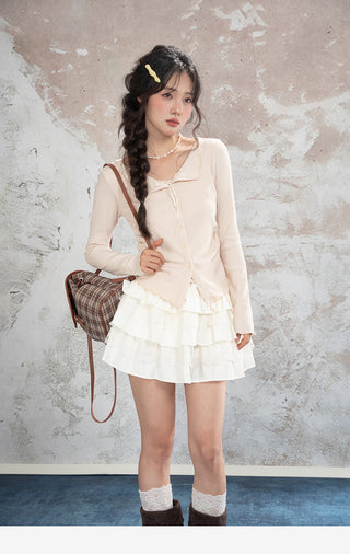 Lace Bow Knit Cardigan