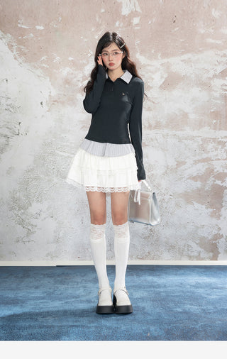 Lace Stitching Skirt