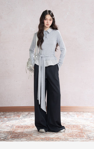 Draped Wide Leg Pants