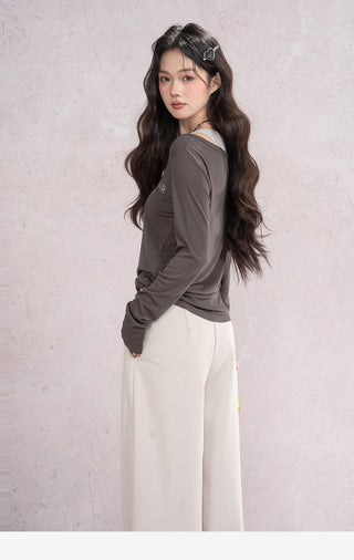 Draped Wide Leg Pants