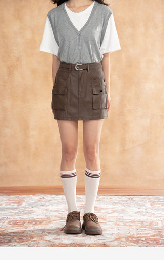 Workwear Leather Skirt