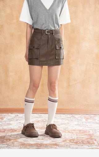 Workwear Leather Skirt