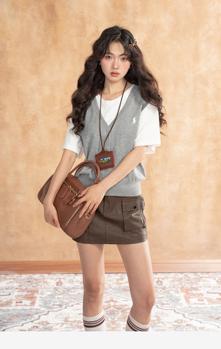 Workwear Leather Skirt