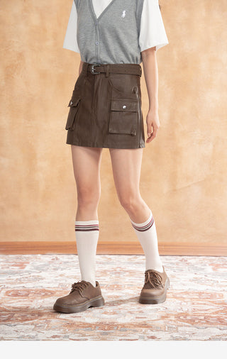 Workwear Leather Skirt