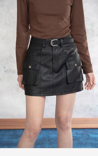 Workwear Leather Skirt