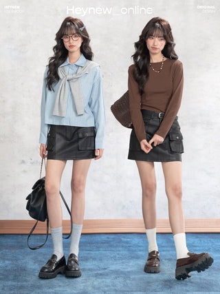 Workwear Leather Skirt