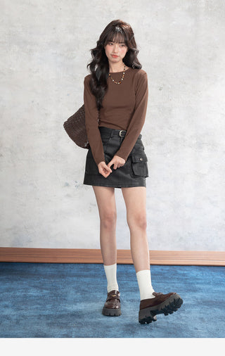 Workwear Leather Skirt