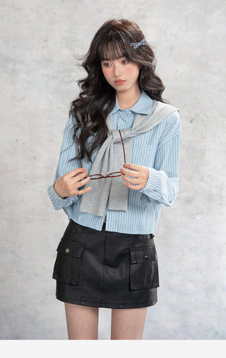 Workwear Leather Skirt