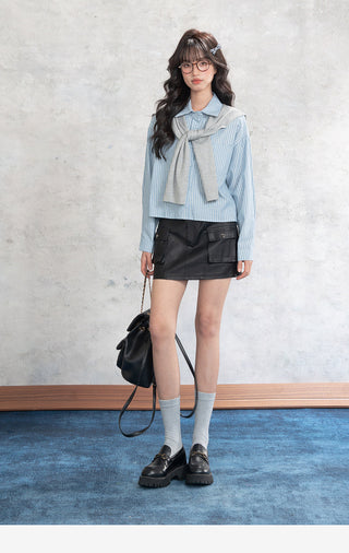 Workwear Leather Skirt