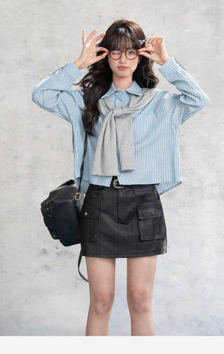 Workwear Leather Skirt