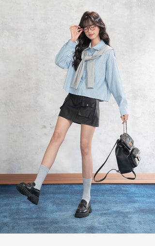 Workwear Leather Skirt