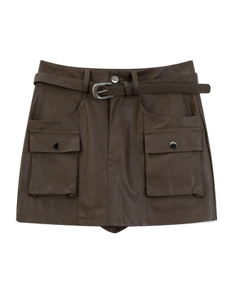 Workwear Leather Skirt