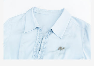 Blue Lace Placket Shirt