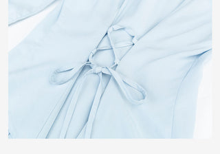 Blue Lace Placket Shirt