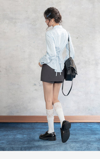 Blue Lace Placket Shirt