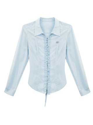 Blue Lace Placket Shirt