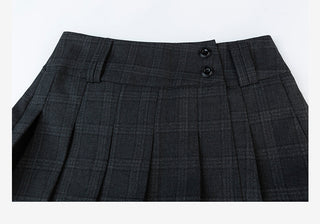 Plaid Pleated Short Skirt