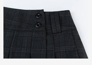 Plaid Pleated Short Skirt