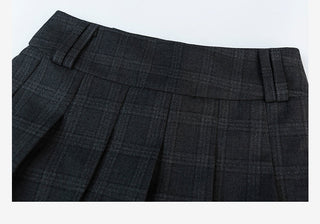 Plaid Pleated Short Skirt
