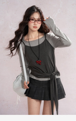 Plaid Pleated Short Skirt