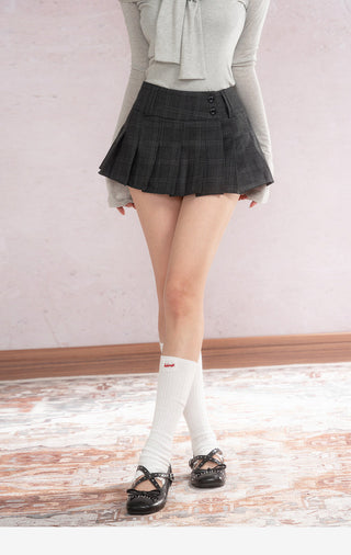 Plaid Pleated Short Skirt