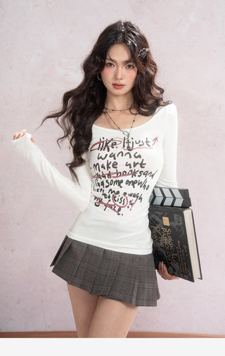 Plaid Pleated Short Skirt