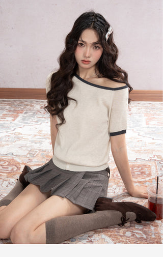 Plaid Pleated Short Skirt
